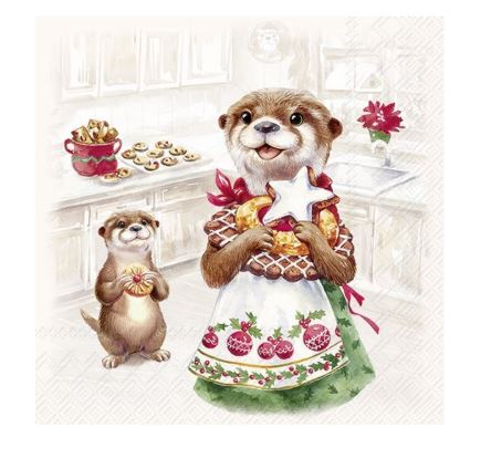 Otter Family Luncheon Paper Napkins