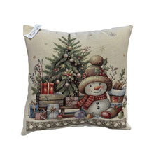 Load image into Gallery viewer, Cute Snowman with Tree 18" Square Cushion Cover
