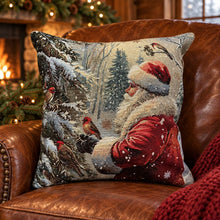 Load image into Gallery viewer, Santa with Birds 18" Square Cushion Cover
