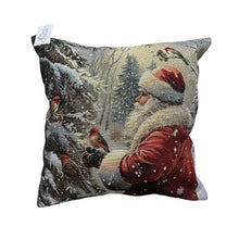 Load image into Gallery viewer, Santa with Birds 18" Square Cushion Cover
