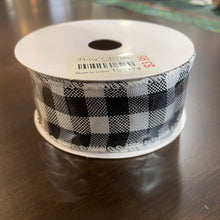 Load image into Gallery viewer, Black/White Plaid Ribbon 25ft
