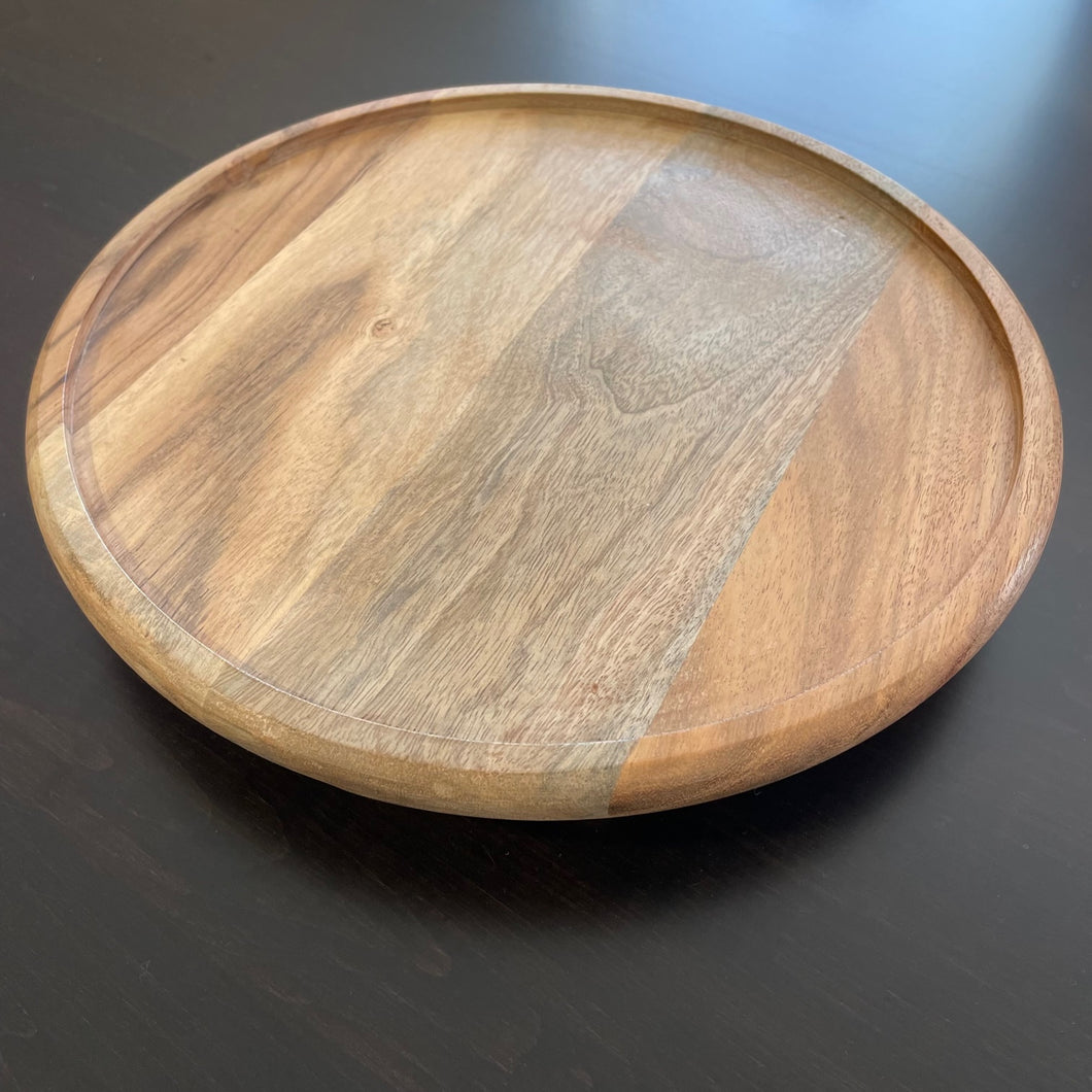 Acacia Wood Round Tray 12