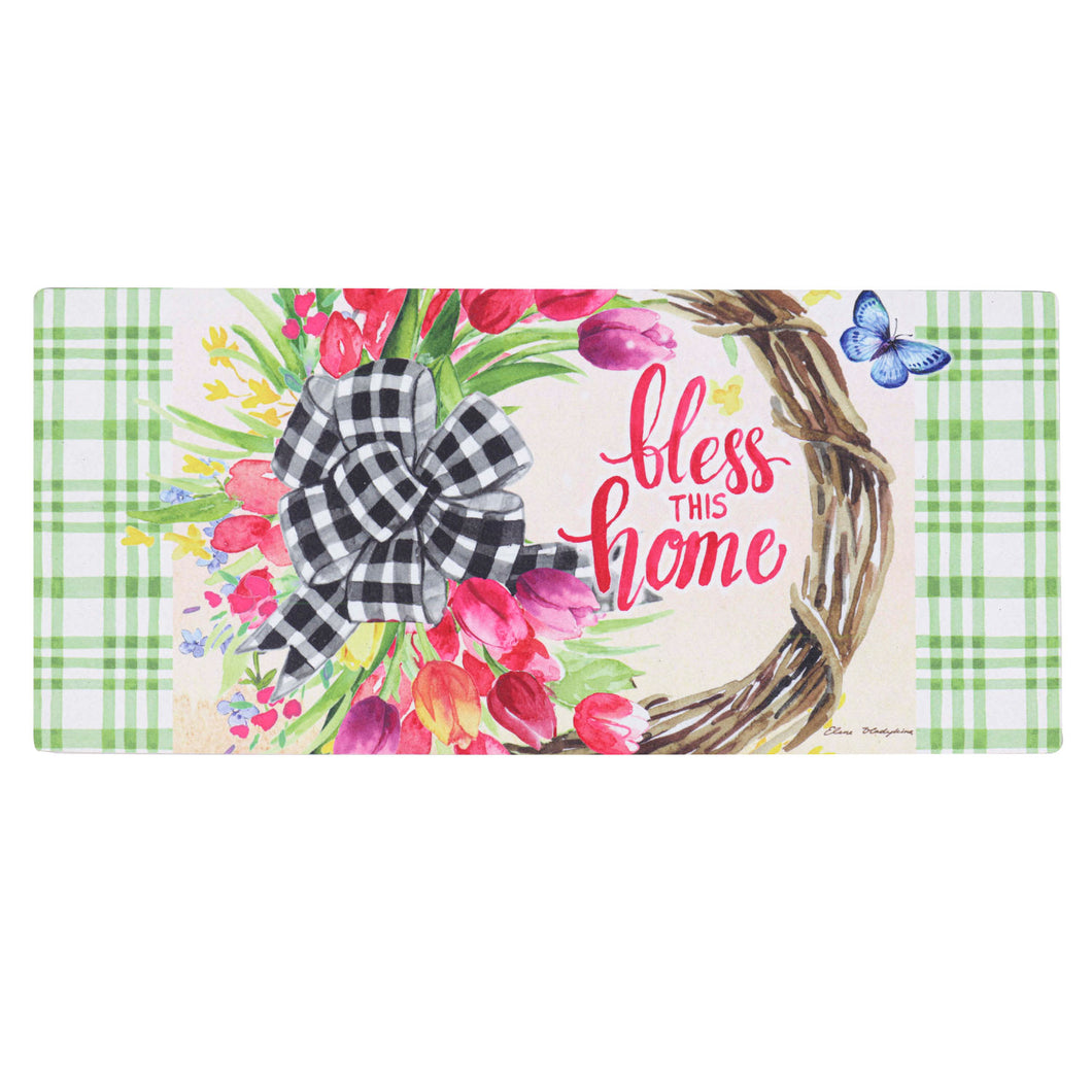 Spring Floral Wreath Sassafras Indoor/Outdoor Mat