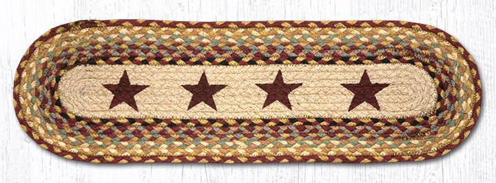 Stair Tread Oval Burgundy Stars