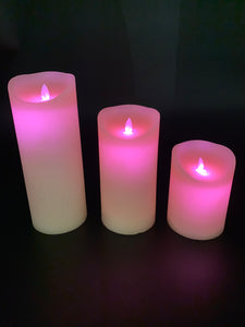 Battery Operated Colour Changing 4" Candles - Set of 3