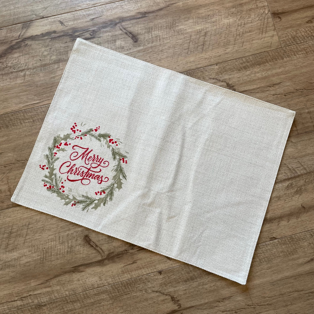 Merry Christmas Wreath Placemat 18x13