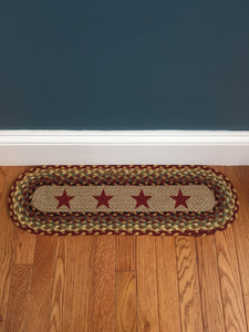 Stair Tread Oval Burgundy Stars