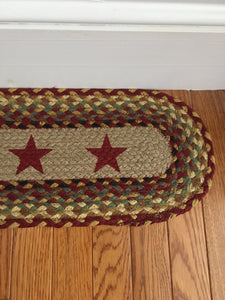 Stair Tread Oval Burgundy Stars