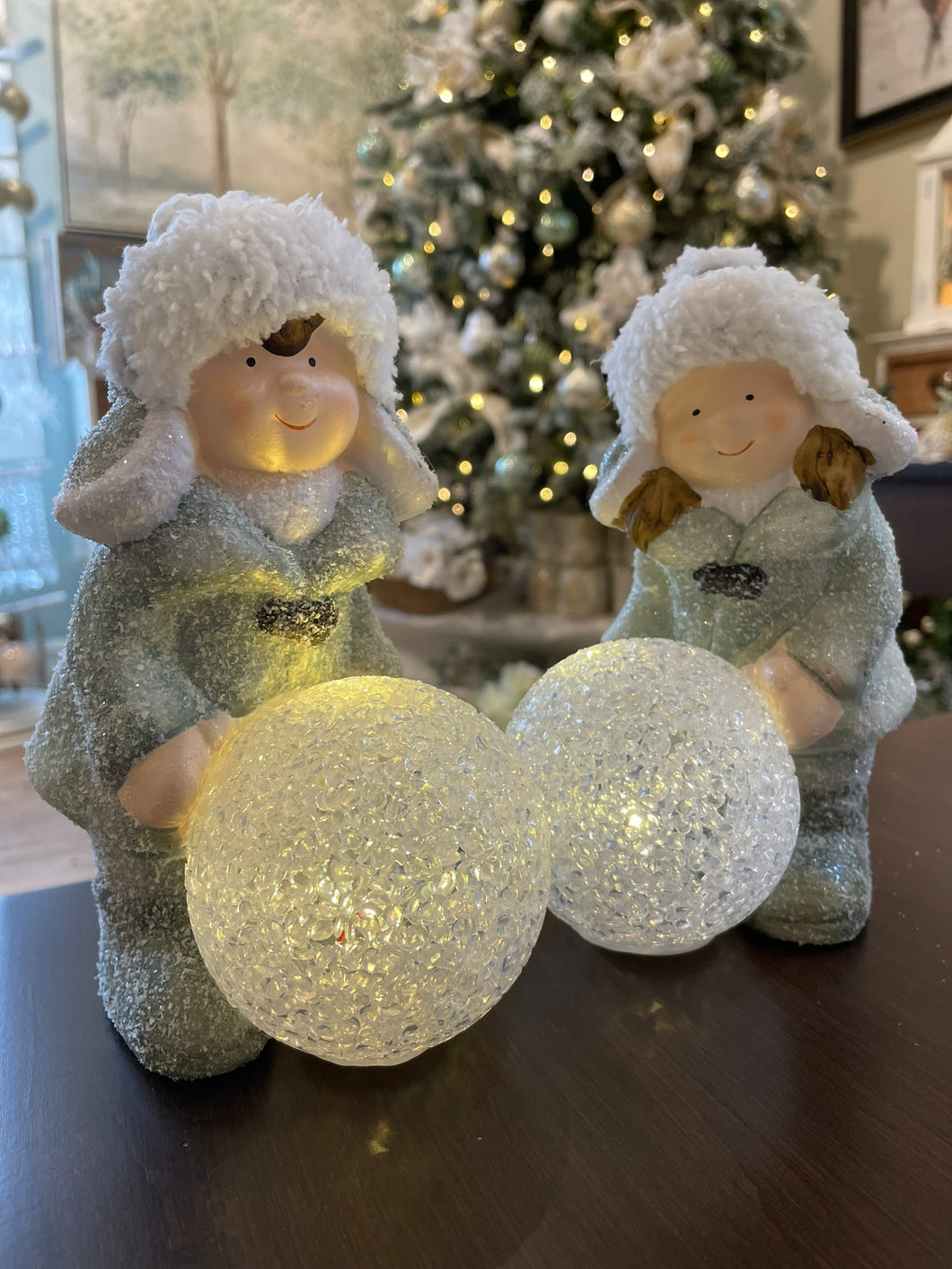 Children Snowball LED Set/2 Figurine
